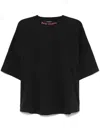 Palm Angels Loose T-shirt With Curved Logo On Back In Black