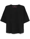 Palm Angels Loose T-shirt With Curved Logo On Back In Black