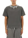Palm Angels Grey Logo Print T-shirt In Gray