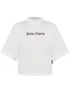 Palm Angels Logo Cropped T-shirt Crew Neck In White