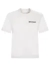 Palm Angels White Fitted Crewneck T-shirt With Emboridered Logo
