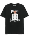 Palm Angels Black T-shirt With Front Dice And Logo Print
