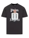 Palm Angels Black T-shirt With Front Dice And Logo Print In Black