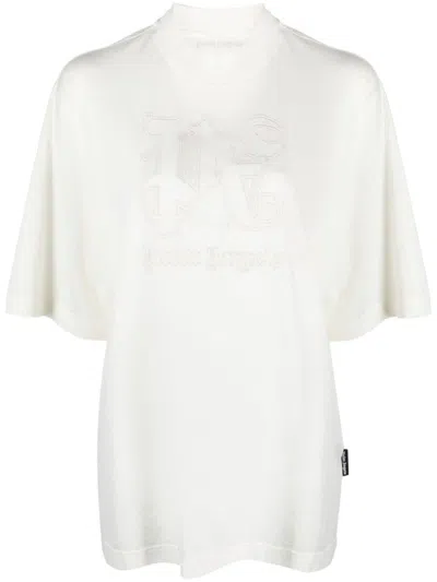 Palm Angels Logo-print T-shirt In Beige