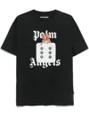 Palm Angels Black T-shirt With Front Dice And Logo Print In Black-of