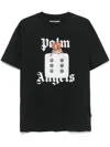 Palm Angels Black T-shirt With Front Dice And Logo Print In Black-of