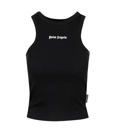Palm Angels Black Logo Round Neck Top
