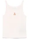 Palm Angels White T-shirt In Cotton With Teddy Sleeveless In Pink
