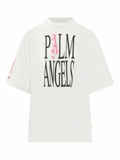 Palm Angels T-shirt With Pa Print On The Front In White