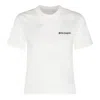 Palm Angels White Fitted Crewneck T-shirt With Emboridered Logo In White