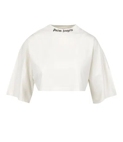 Palm Angels White Logo Mock Collar T-shirt