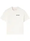 Palm Angels White Fitted Crewneck T-shirt With Emboridered Logo In White