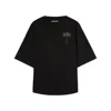 Palm Angels Blue Cotton T-shirt With Palm Print And Logo