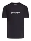 Palm Angels Blue Cotton T-shirt With Palm Print And Logo In Black