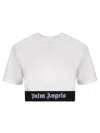 Palm Angels Logo-tape Cotton Cropped T-shirt In White