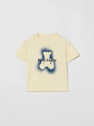 Palm Angels Kids'  Printed Cotton T-shirt In Yellow