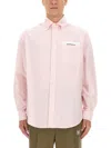 Palm Angels Logo-patch Cotton Shirt In Pink