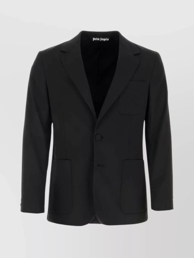 Palm Angels Single-breasted Twill Blazer In Black