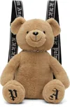 Palm Angels Tan 'bear In Mind' Backpack In Brown/black