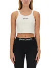 Palm Angels Logo-print Cotton Tank Top In White