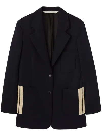 Palm Angels Tape-detail Virgin Wool-blend Blazer In Blue