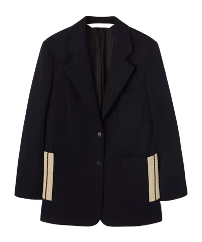 Palm Angels Tape-detailed Single Breasted Blazer In Black