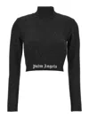 Palm Angels Crop Top In Black Viscose Blend In Black