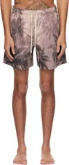 Palm Angels Sunset Palms Swimshorts In Beige - Black