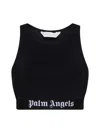 Palm Angels Logo Sport Top Black White In Black