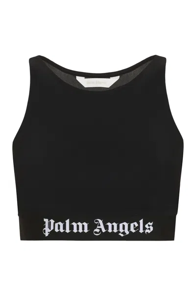 Palm Angels Technical Fabric Crop Top In Black