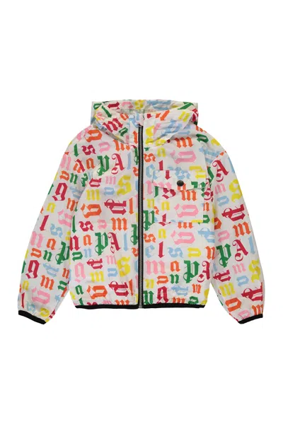 Palm Angels Kids' Technical Fabric Hooded Jacket In Multicolor