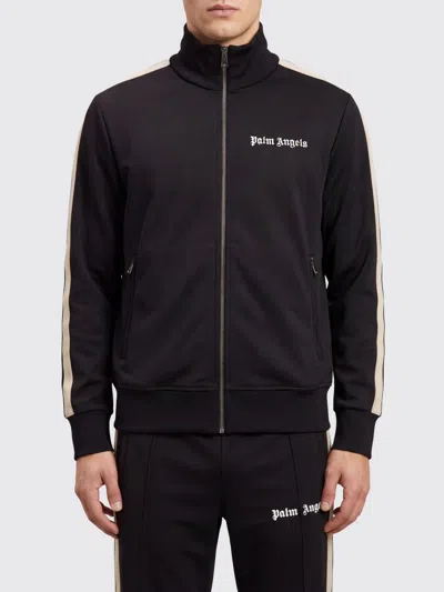 Palm Angels Technical Fabric Track Jacket With High Neck And Contrast Logo In Black