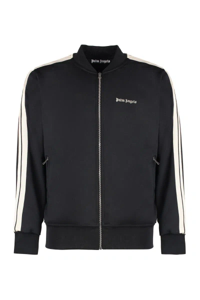 Palm Angels Techno Fabric Full-zip Sweatshirt In Black
