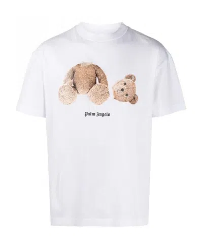 Palm Angels Teddy Bear Logo-print T-shirt In White
