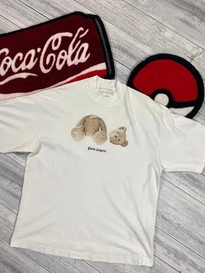 Pre-owned Palm Angels Teddy Bear Logo T Shirt In White