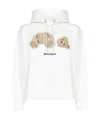 Palm Angels Brushed Cotton Hoodie With Teddy Bear Print In White