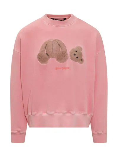 Palm Angels Teddy Bear Patch Sweatshirt In Pink