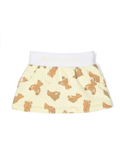 Palm Angels Babies' Teddy-bear Print Skirt In Yellow