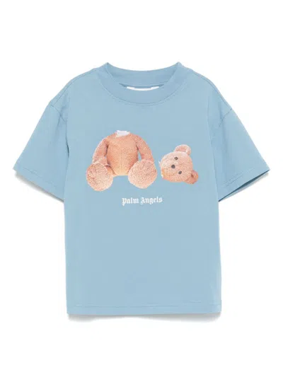 Palm Angels Kids' Teddy Bear-print T-shirt In Light Blue