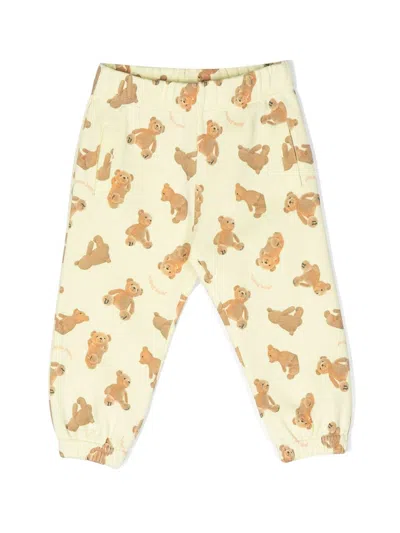 Palm Angels Babies' Teddy-bear Print Trousers In Yellow