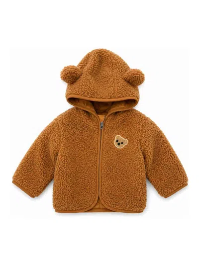 Palm Angels Babies' Teddy Jacket In Brown