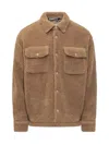 Palm Angels Teddy Jacket With Logo In Brown