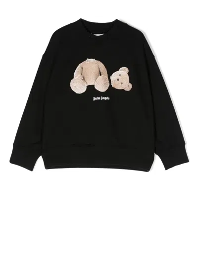 Palm Angels Kids' Teddy-print Cotton Sweatshirt In Black