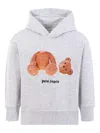 Palm Angels Bear Print Hoodie In Gray