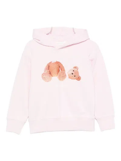 Palm Angels Teddy-print Hoodie In Pink