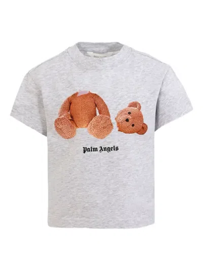Palm Angels Kids' Teddy-print T-shirt In Gray