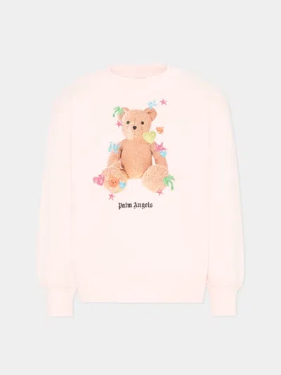 Palm Angels Kids' Teddy-bear Sweatshirt In Pink
