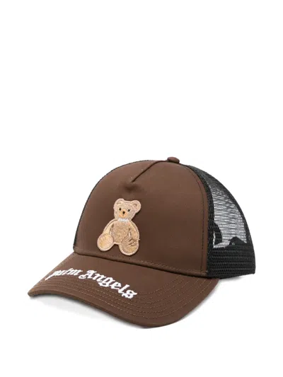 Palm Angels Teddy-embroidered Trucker Cap In Brown