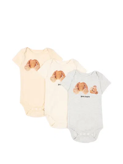 Palm Angels Babies' Teddy-print Body (set Pf Three) In Multi