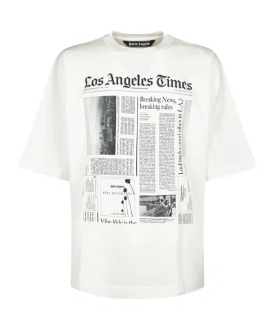 PALM ANGELS PALM ANGELS TEXT PRINTED CREWNECK T-SHIRT